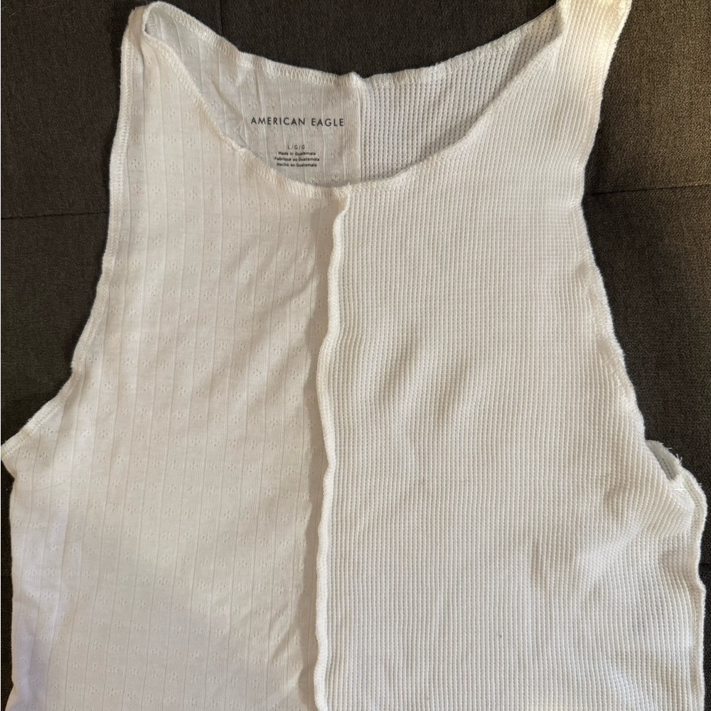 American Eagle Outfitters White Ribbed Tank Top
